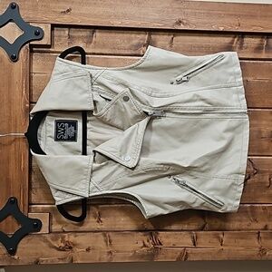 Streetwear Society Cream Moto Vest Size L